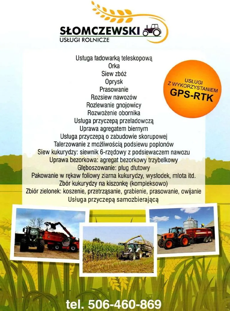Ulotka Słomczewski usługi rolnicze